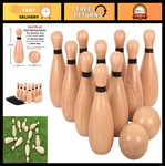 Giant Lawn Bowling Set - Outdoor Indoor Fun For Family & Kids, 10 Pins 2 Balls. Fixed Price $100.99.
