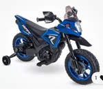 Huffy 6V Motorcycle Ride-on, Realistic Sounds, Training Wheels, 2 Mph, Blue. Fixed Price $100.00.