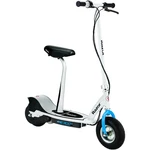 Razor E300S Seated Electric Scooter For Kids, Pneumatic Tires, Seat, White/blue. Fixed Price $279.99.
