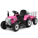 Honeyjoy 12V Kids Ride Tractor With Trailer Ground Loader W/ Rc & Lights Pink. Fixed Price $169.99.