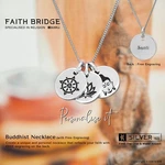Silver Buddhist Necklace Personalised Wheel Of Dharma Lotus Flower. Fixed Price $66.28.