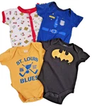 Batman/outer Stuff/fisher Price/simply Basic Boys - 3 Mos 4 Themed Bodysuits. Fixed Price $10.00.