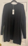 Nwt $278 Eileen Fisher Black Organic Cotton/cashmere Fluff Crew Neck Po Xl. Fixed Price $185.97.