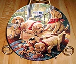 Little Bandits Handle With Care Golden Labradors Retrievers Puppy Plate. Fixed Price $24.99.