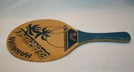 Hawaiian Beachball Single Racquet Wooden Blue Handle Fun 13.5" Paddle. Fixed Price $22.00.