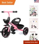 Pink Toddler Tricycle For Ages 2-5 Safe And Fun Gift Little Girls. Fixed Price $70.99.