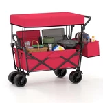 Collapsible Wagon W/removable Canopy, Adjustable Handles, Detachable Storage Bag. Fixed Price $99.99.