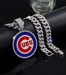 Chicago Cubs Gem Necklace Silver Bling Mlb Baseball Hip Hop Pendant & 24" Chain. Fixed Price $19.99.