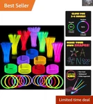 Ultimate 100 Pcs Glow Stick Set - Colorful Fun For Easter, Halloween & Birthdays. Fixed Price $14.39.