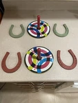 Children Toy Game Tin With Rubber Horseshoes. Fixed Price $22.00.