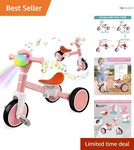 Toddler Balance Bike Kids Tricycle With Lights Music Removable Pedal Pink. Fixed Price $69.99.
