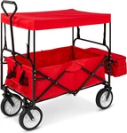 Collapsible Outdoor Utility Wagon With Canopy - 150LB Capacity, Red. Fixed Price $117.99.