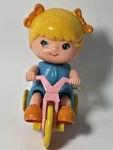 Vtg 70S Tomy Kid-a-long Wind Up Toy Baby Little Girl Bike Tricycle (T1). Fixed Price $8.99.