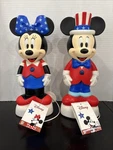 14" Disney Mickey And Minnie Mouse Pair Light Up Blow Mold New Patriotic. Fixed Price $50.00.