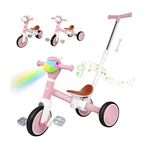 Fzhzz 5-IN-1 Toddler Tricycle Lights Music Adjustable Push Kids Bike For 1-5. Fixed Price $99.53.